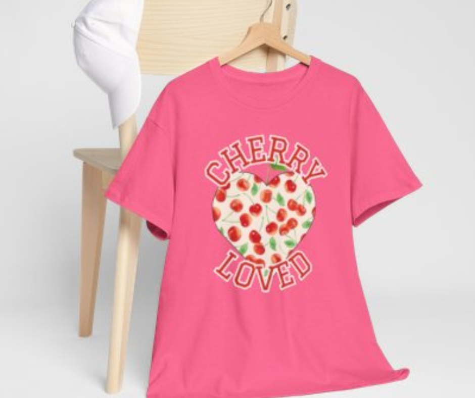 CHERRY LOVED TEE – Sweetheart Energy with Varsity Vibes ❤️